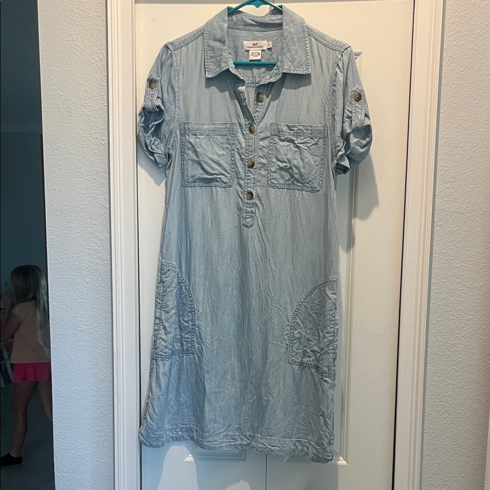 Vineyard Vines Light Blue chambray Casual Dress size medium - Picture 3 of 5